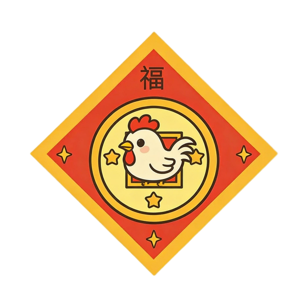 Bright Rooster Zodiac Door Plaque (8×8)