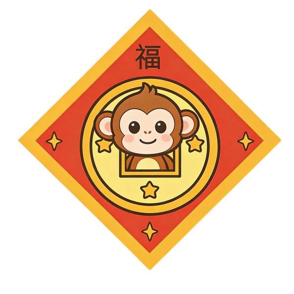 Playful Monkey Zodiac Door Plaque (8×8)